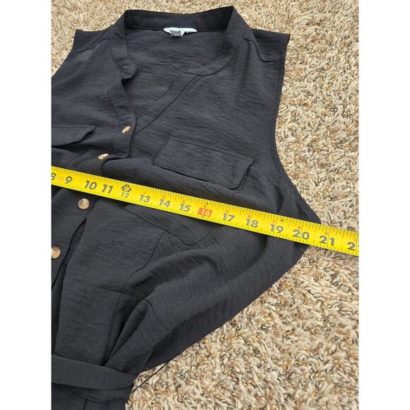 Black Sleeveless Midi Shirt Dress Croft & Barrow Belted Button Front Size XXL - Picture 7 of 8